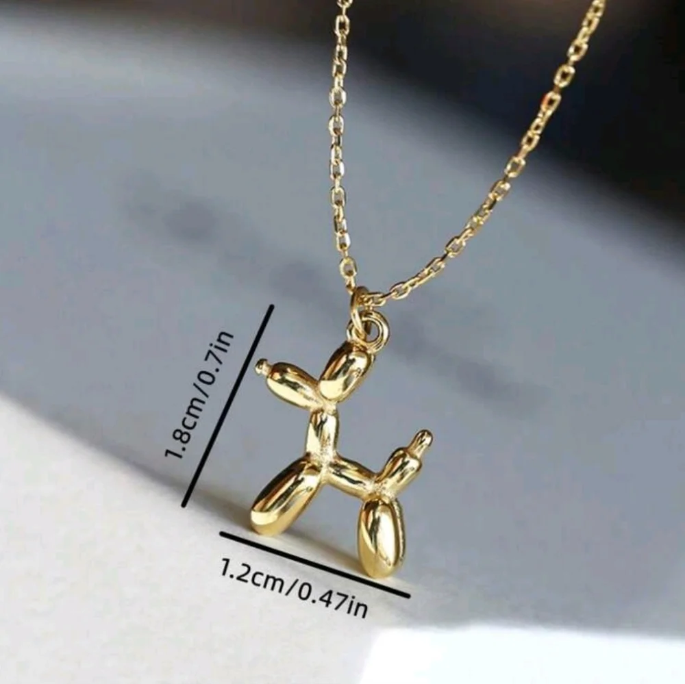 Golden Balloon Dog Necklace